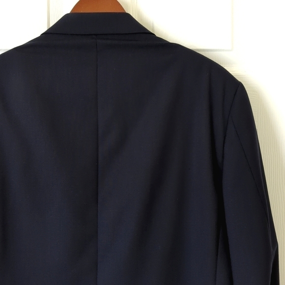 Oscar de la Renta Classic 100% Wool Preppy Blazer Jacket Dark Navy Blue 40L - Picture 14 of 14